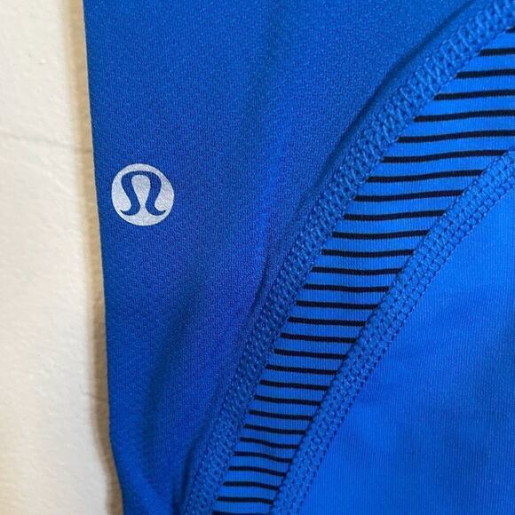 Lululemon Sapphire Blue Pace Rival Crop Leggings SZ 6 Stretch Breathable Gym - Picture 3 of 4